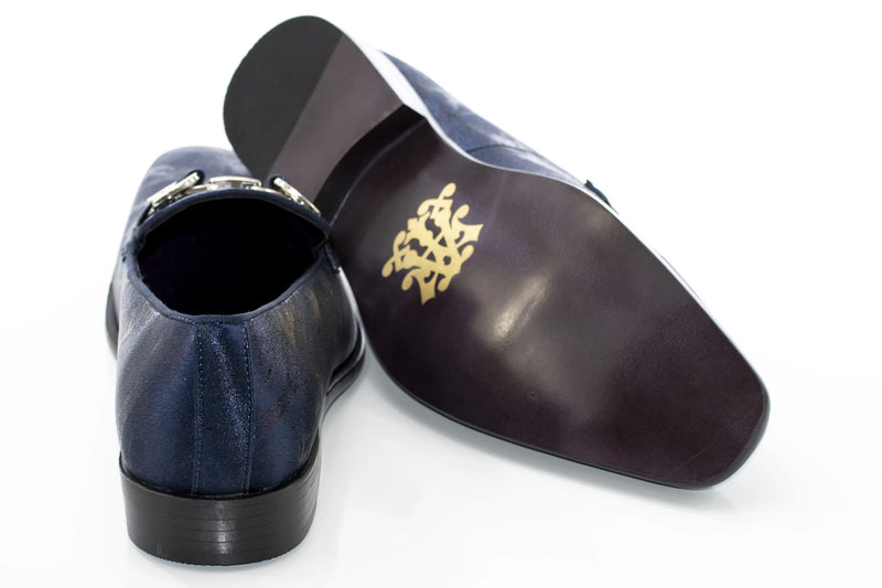 Navy Distressed Bit Smoking Loafer