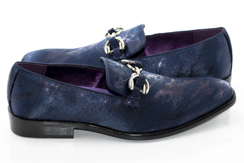 Navy Distressed Bit Smoking Loafer