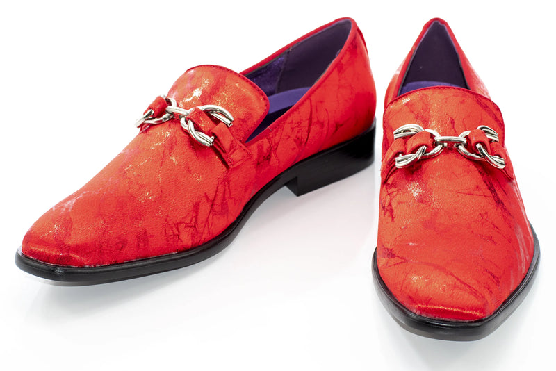 Red Distressed Bit Smoking Loafer