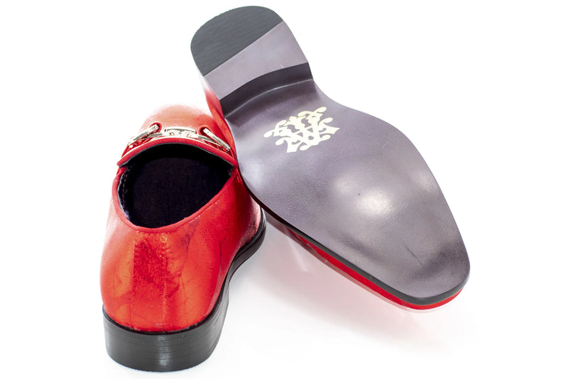 Red Distressed Bit Smoking Loafer