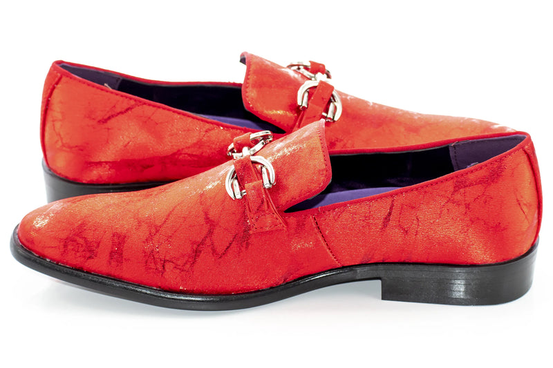 Red Distressed Bit Smoking Loafer