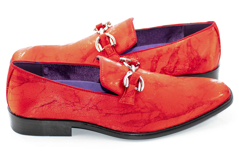 Red Distressed Bit Smoking Loafer