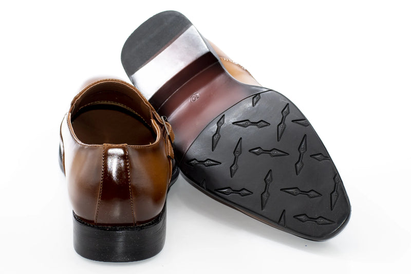 Tan Leather Elegance Monk Strap