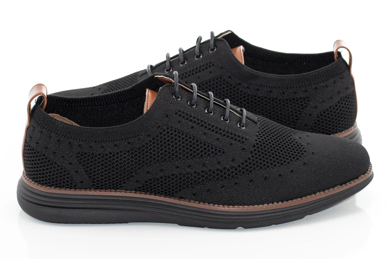 Men's Black And Brown Oxford Lace Dress Sneaker