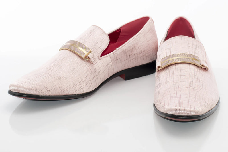 Salmon Textured Loafer With Rectangular Bit