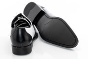 Men's Black And White Leather Open-Lace Dress Shoes