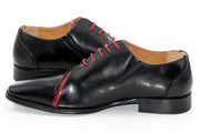 Men's Black And Red Leather Open-Lace Dress Shoes