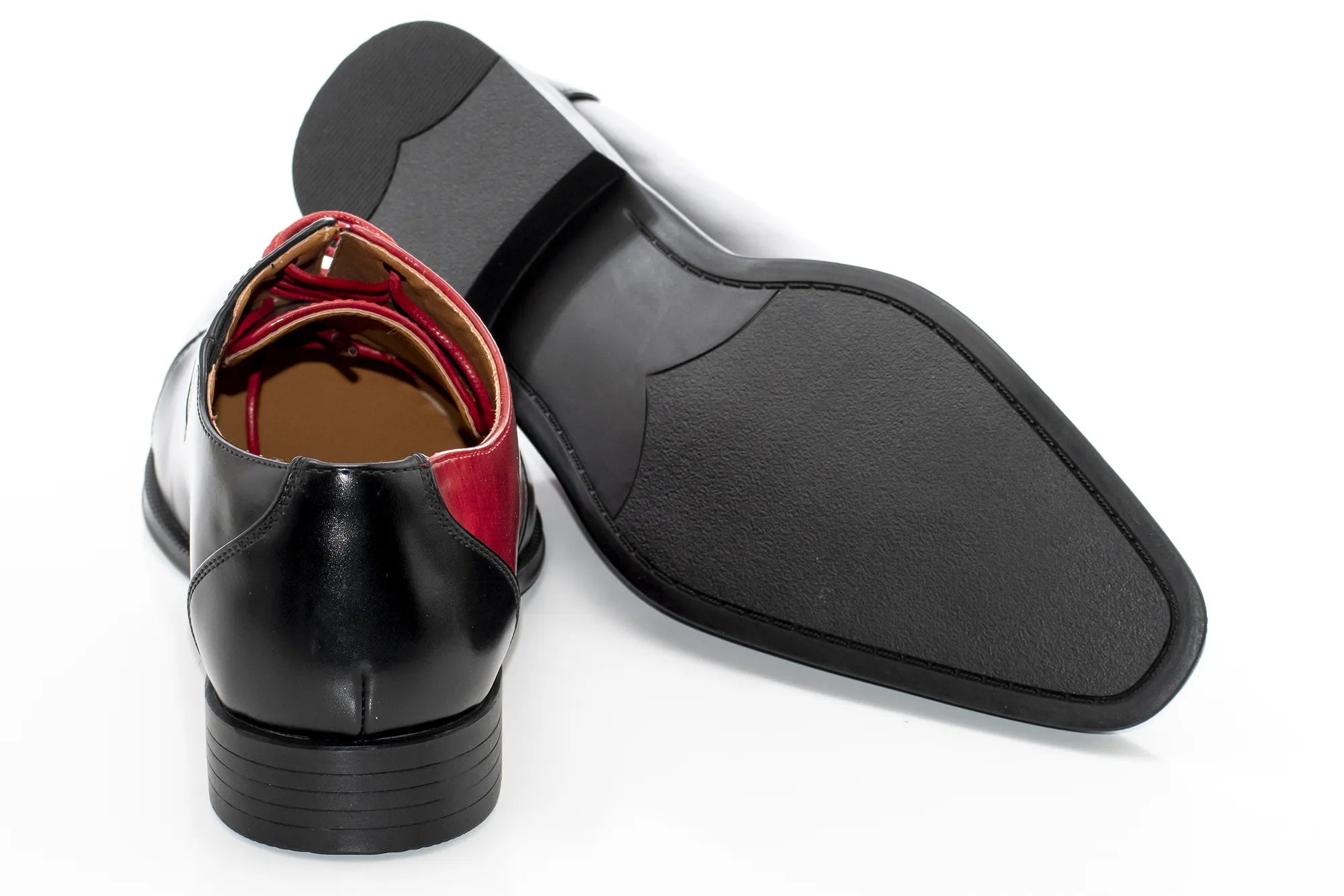 Black And Red Leather Two-Toned Lace-Ups