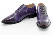 Men's Purple And Gray Leather Open-Lace Dress Shoes