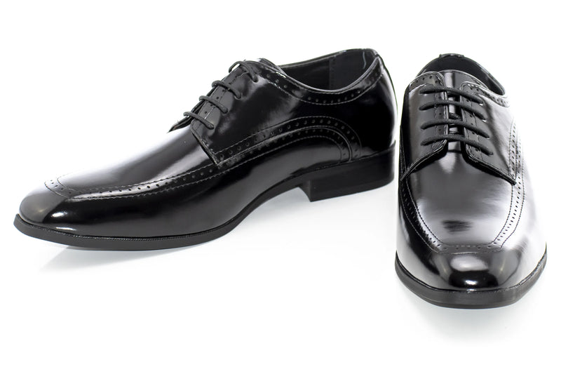 Men's Black Apron-Toe Derby Dress Shoe