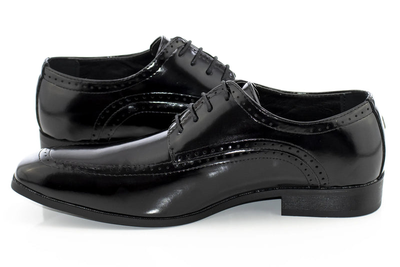 Men's Black Apron-Toe Derby Dress Shoe