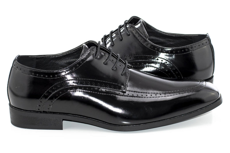 Men's Black Apron-Toe Derby Dress Shoe