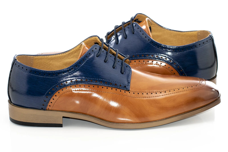 Men's Brown And Blue Apron-Toe Derby Dress Shoe