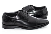 Men's Black Leather Cap-Toe Derby Shoe