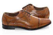 Men's Cognac Brown Leather Cap-Toe Derby Shoe