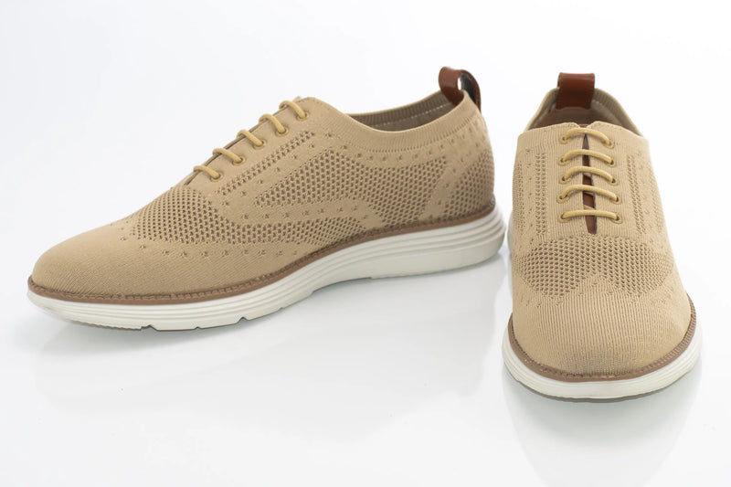 Men's White And Brown Oxford Lace Dress Sneaker