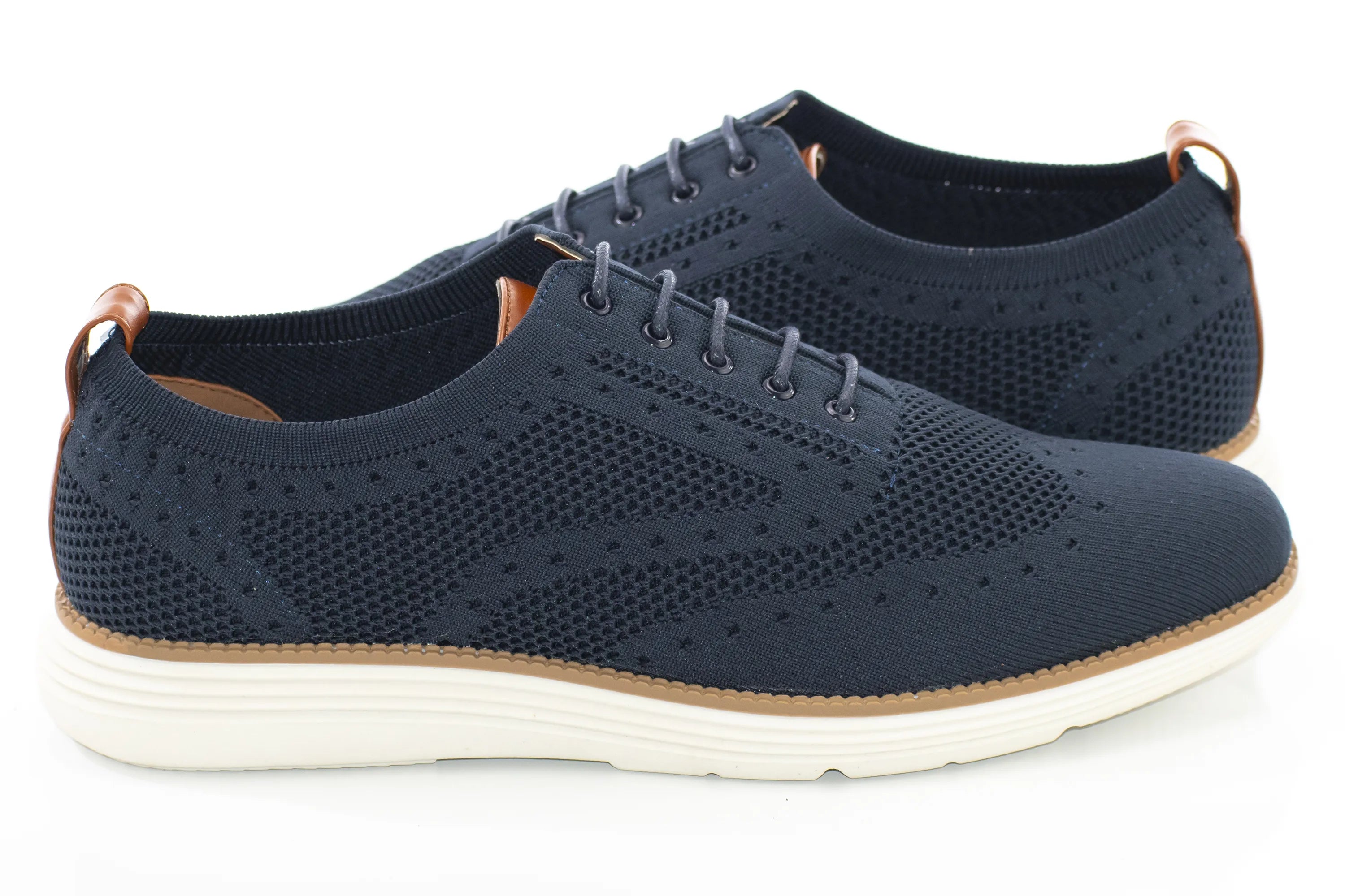 Men's White And Navy Blue Oxford Lace Dress Sneaker