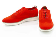 Men's White And Red Oxford Lace Dress Sneaker