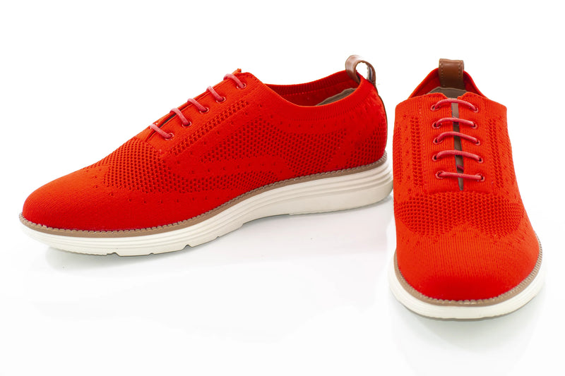 Men's White And Red Oxford Lace Dress Sneaker