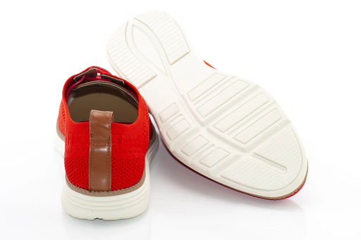Men's White And Red Oxford Lace Dress Sneaker