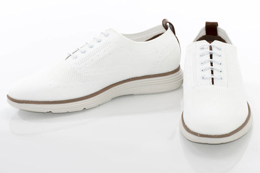 Men's White And Brown Oxford Lace Dress Sneaker