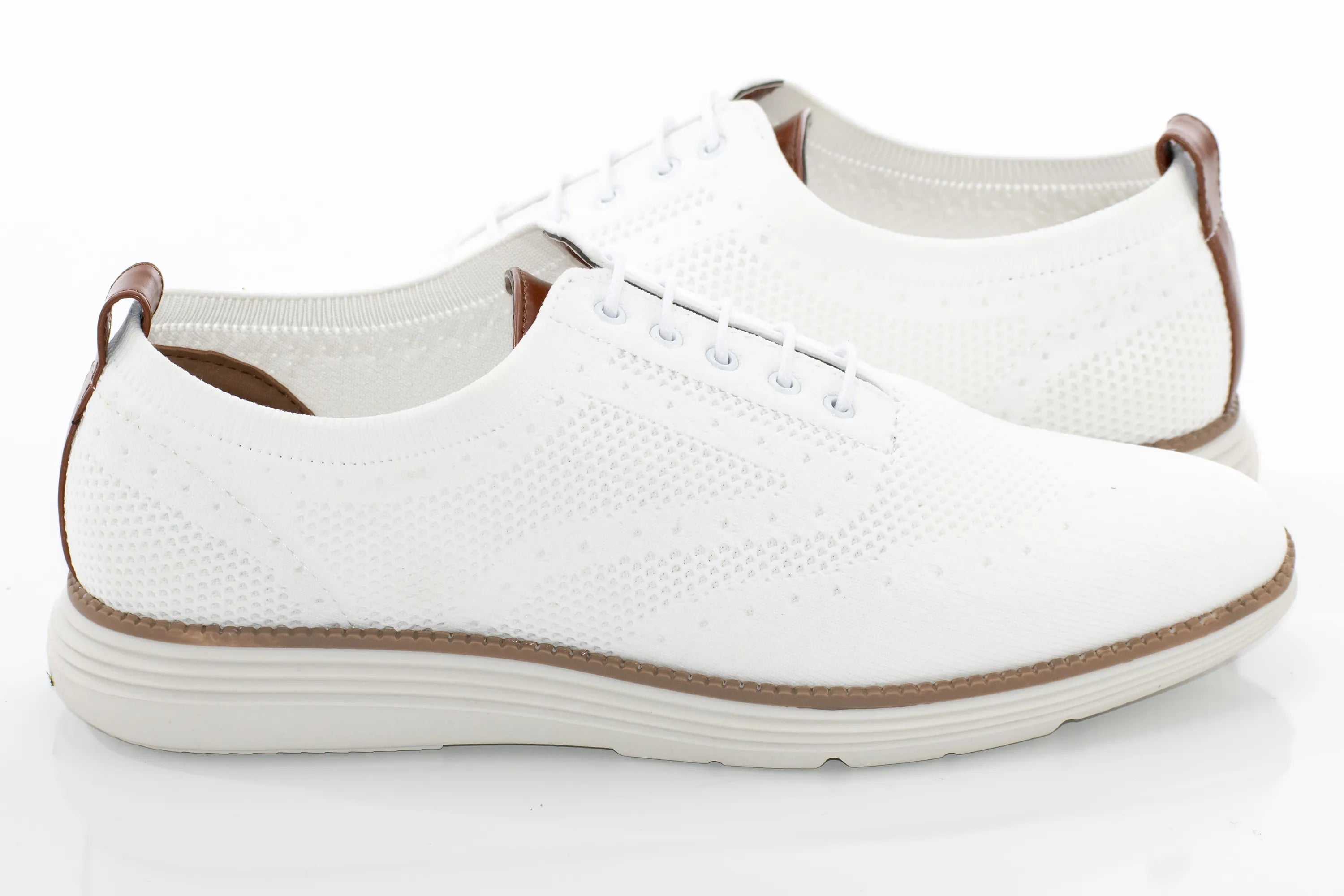 Men's White And Brown Oxford Lace Dress Sneaker