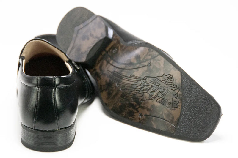 Black Square-Toed Dress Loafer with Strap