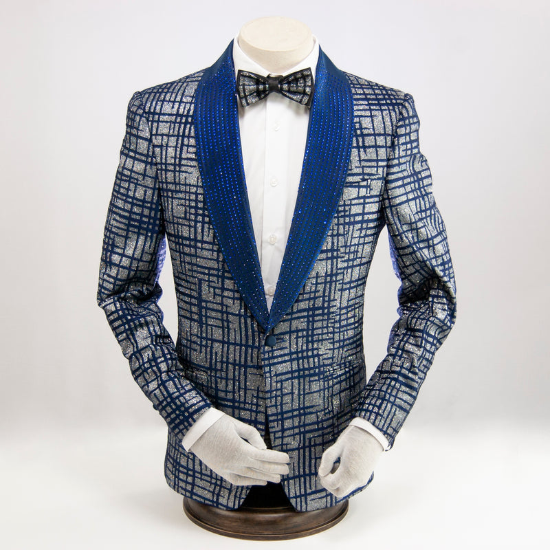 Navy Rhinestone and Glitter Dinner Jacket