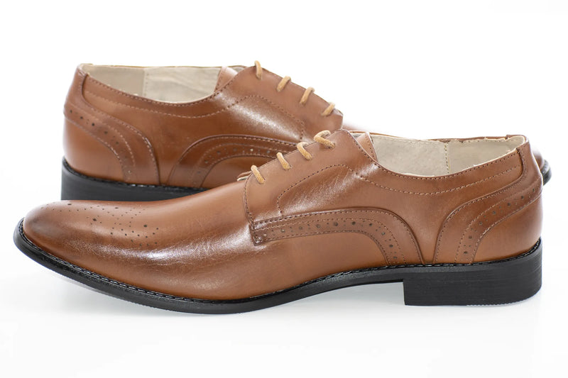Cognac Medallion Derby Lace-Up