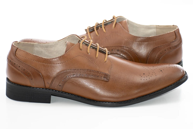 Cognac Medallion Derby Lace-Up