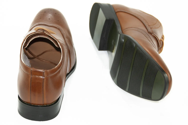 Cognac Wingtip Leather Lace-Ups