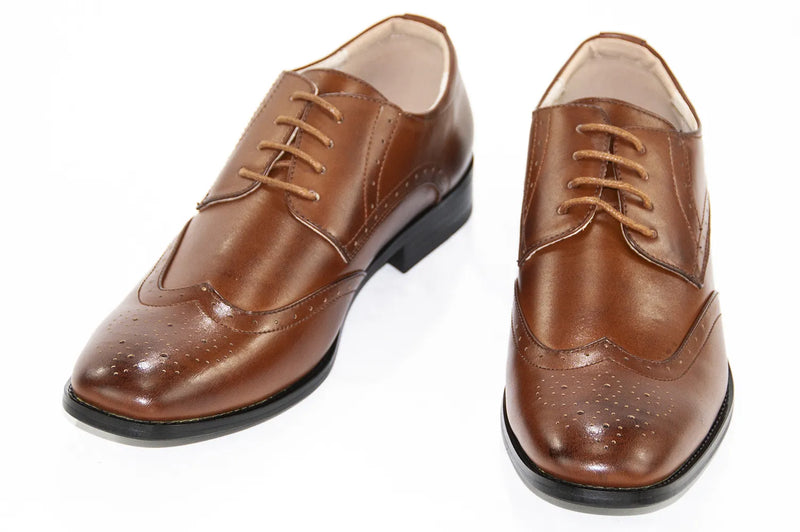 Cognac Wingtip Leather Lace-Ups
