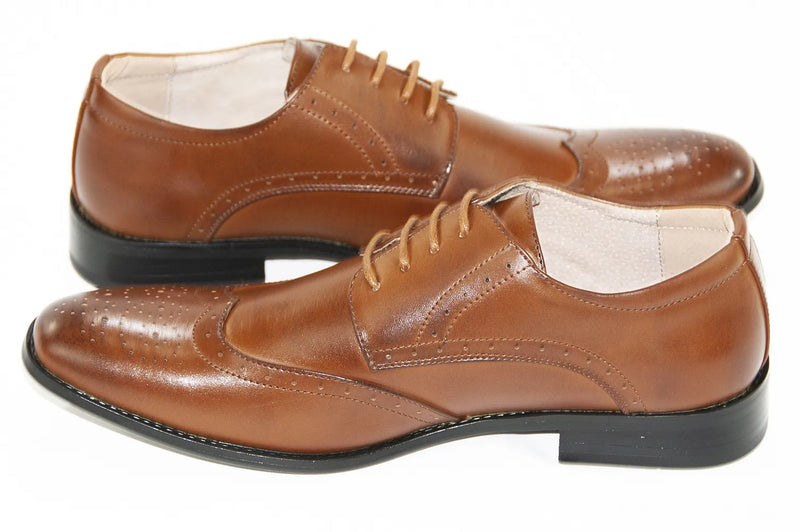 Cognac Wingtip Leather Lace-Ups
