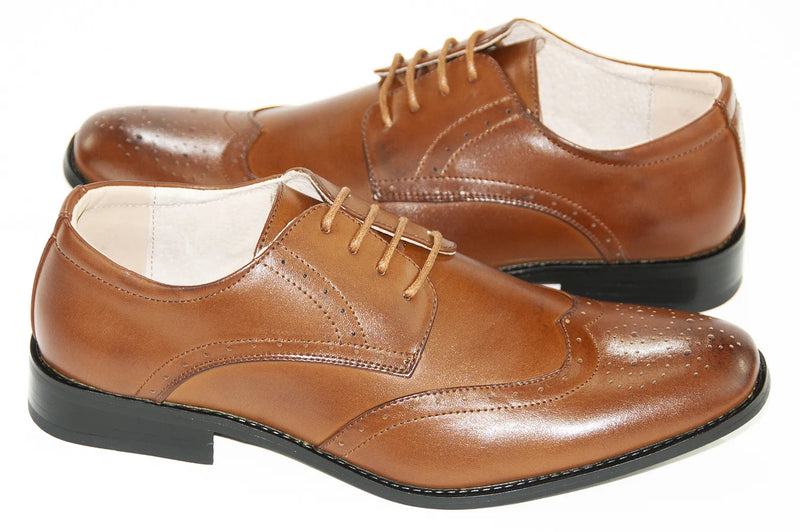 Cognac Wingtip Leather Lace-Ups