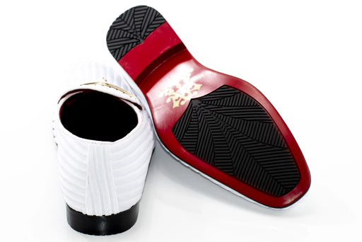 Teal Striped Velvet Loafer - Back, Sole