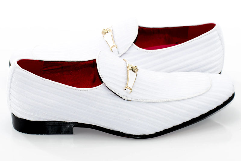 Teal Striped Velvet Loafer - Quarter, Heel