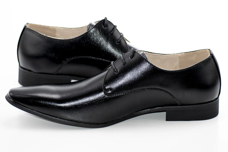 Black Simple Derby Lace-Up Dress Shoe