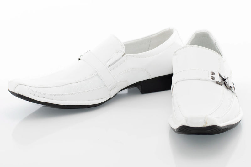 White Leather Dress Square-Toe Loafer