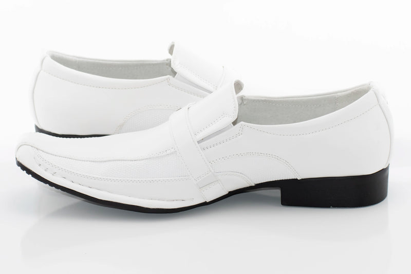 White Leather Dress Square-Toe Loafer