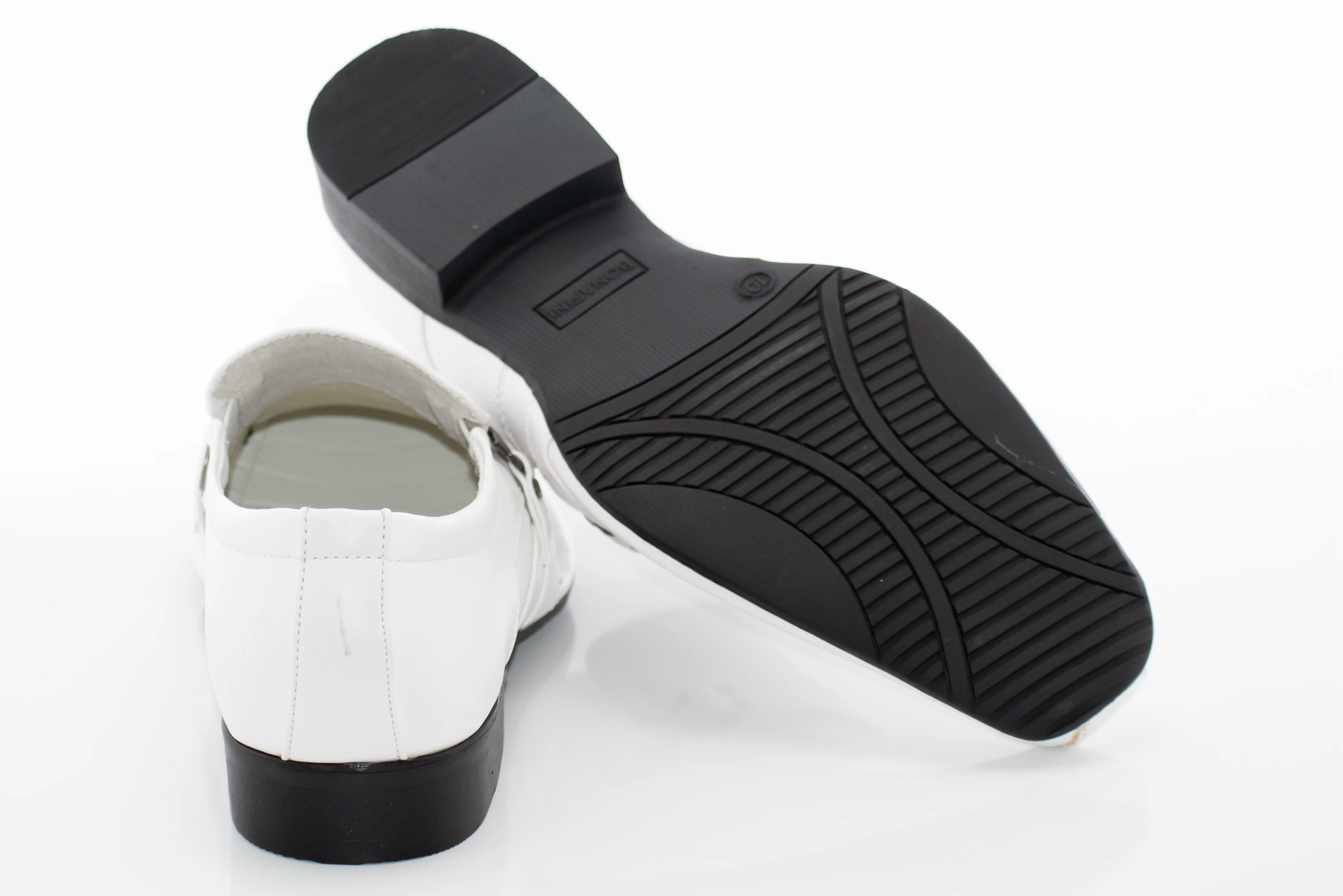 White Leather Dress Square-Toe Loafer