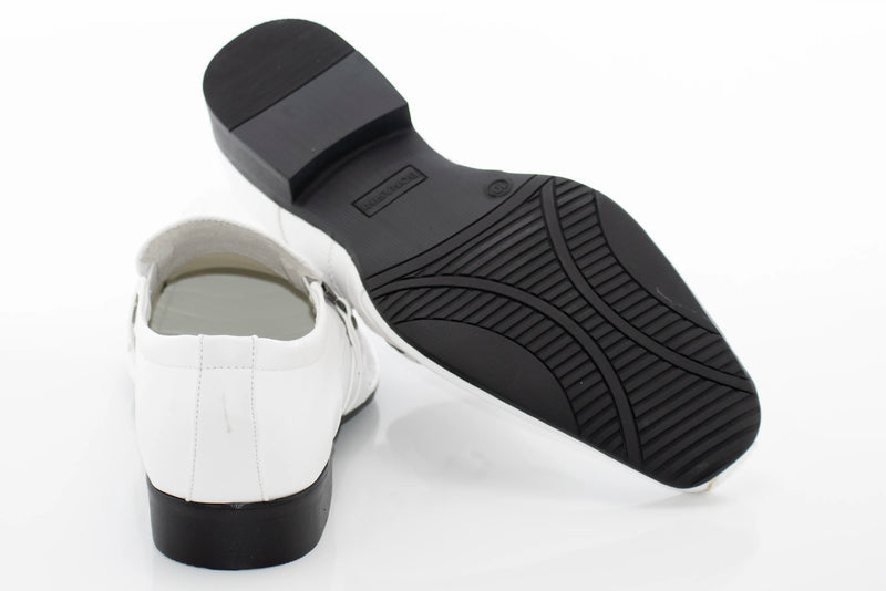 White Leather Dress Square-Toe Loafer