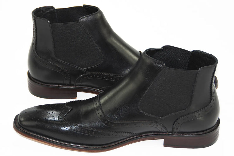 Black Wingtip Chelsea Dress Boot
