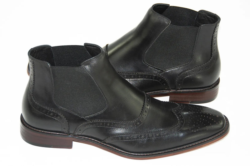 Black Wingtip Chelsea Dress Boot