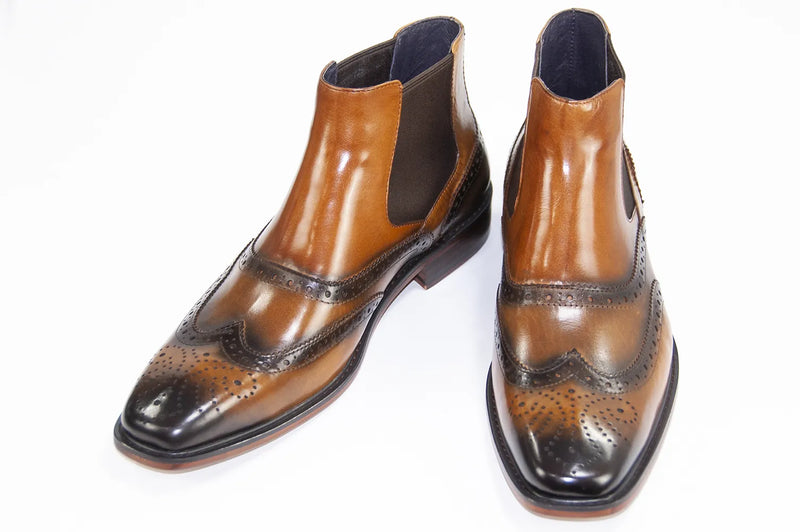 Tan Wingtip Chelsea Dress Boot