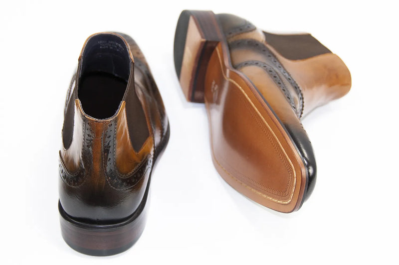 Tan Wingtip Chelsea Dress Boot