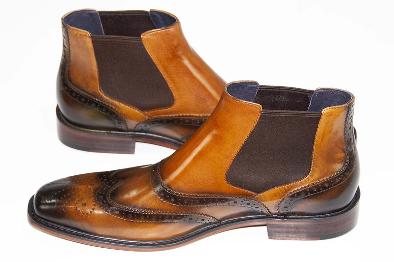Tan Wingtip Chelsea Dress Boot