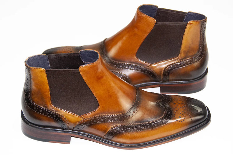 Tan Wingtip Chelsea Dress Boot