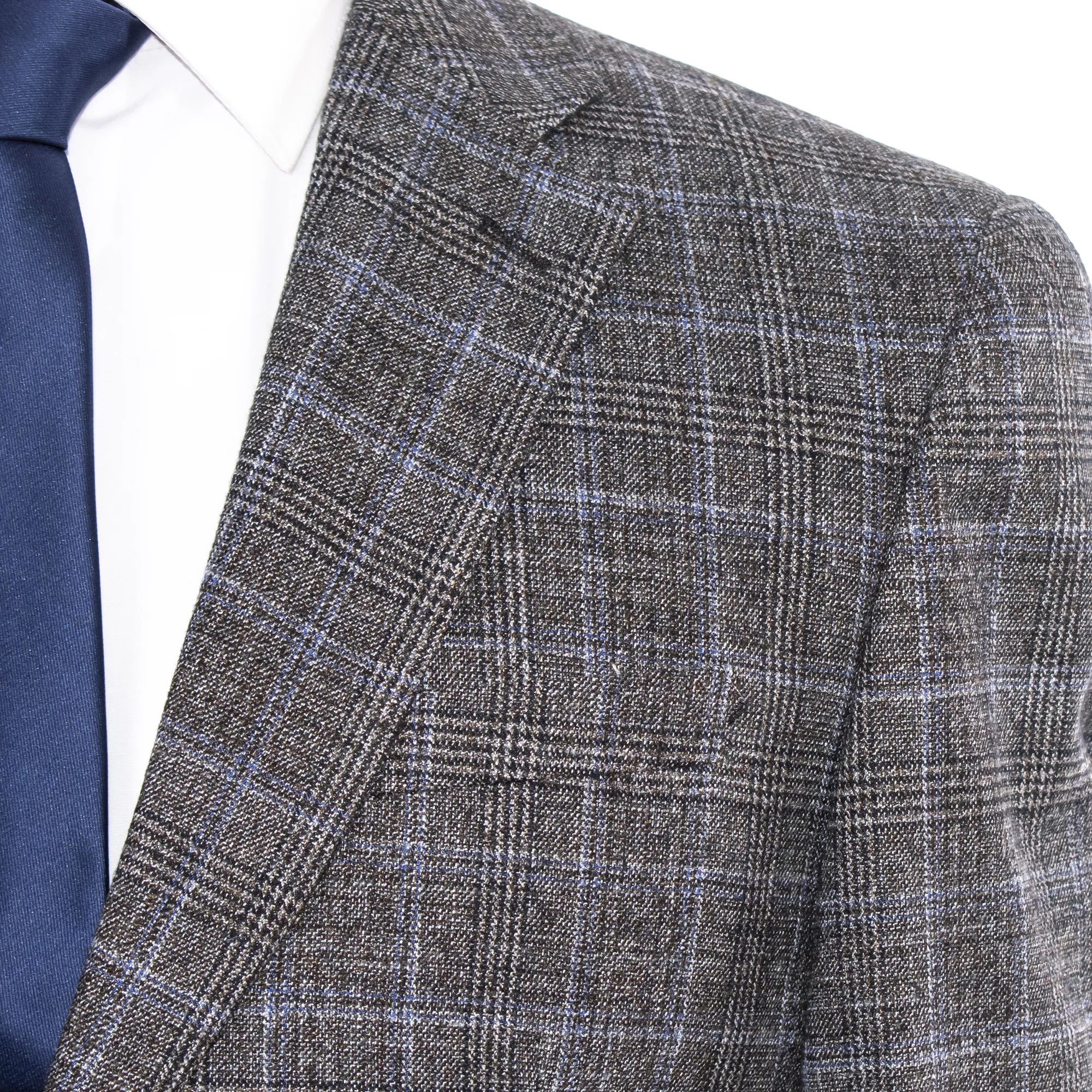 Charcoal Plaid 3-Piece Slim-Fit Suit With Notch Lapels