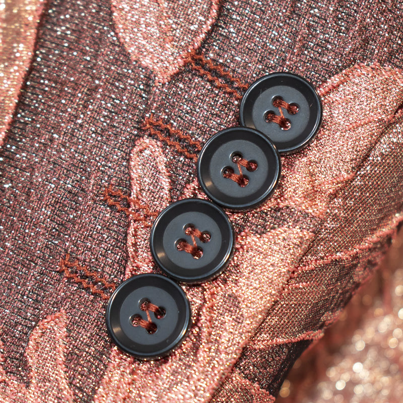 Dusty Rose Floral 2-Piece Suit With Notch Lapels