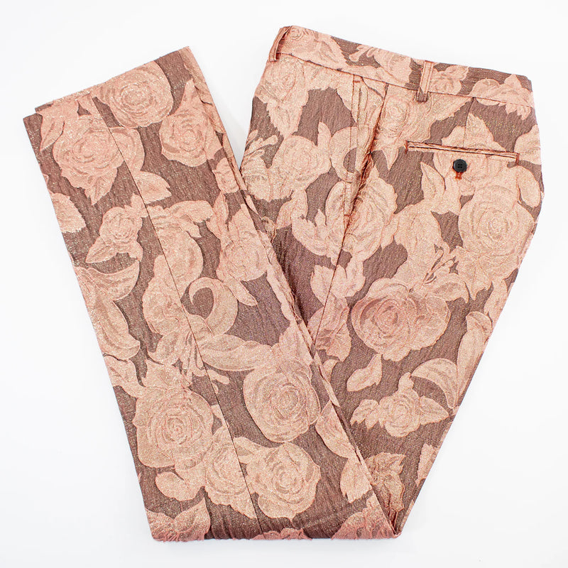 Dusty Rose Floral 2-Piece Suit With Notch Lapels